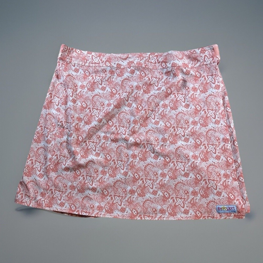 RipSkirt Hawaii Length 2 Wrap Skirt Coverup Coral Paisley Size XL 16-18 EUC
